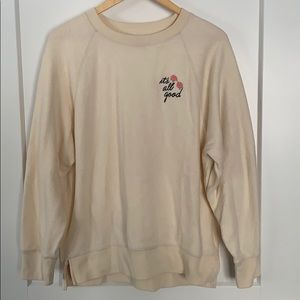 Cozy fleece embroidered pullover sweatshirt